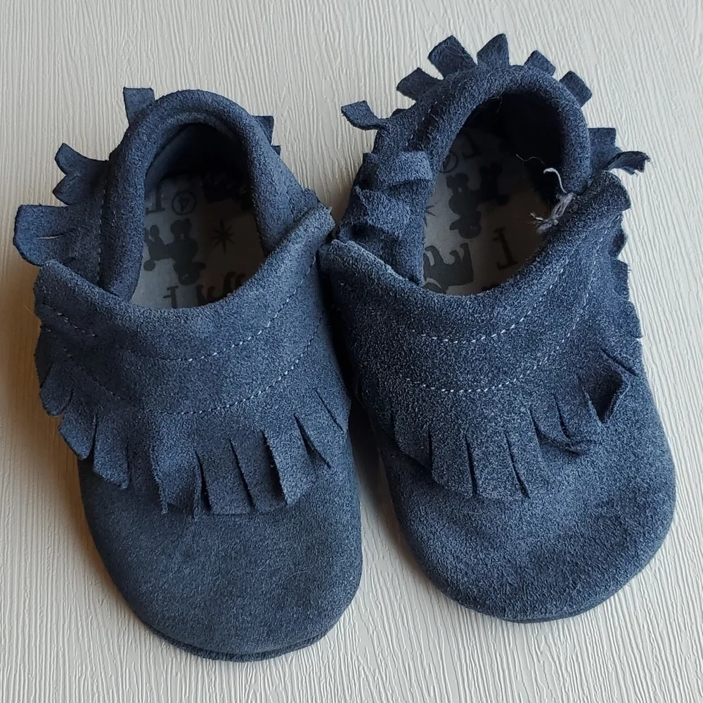 Petite Marin Leather Bulldozer and Blue Suede Baby Bootie Bundle